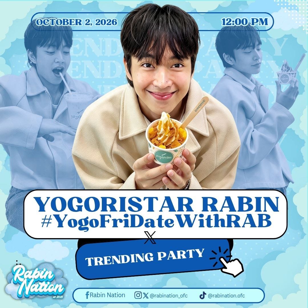 rabination_ofc's tweet photo. YOGORISTA OF THE DAY: RABIN ANGELES! 
 
Catch our Best Boy at Yogorino SM Sta. Mesa✨

October 2, 2026 |  2:00 pm

Official tagline:
/YOGORISTAR RABIN
#.YogoFriDateWithRAB
 
Come say hi, grab a treat, and cheer for Rabin! See you there, Rabination fam! 🩵 https://t.co/h6av2KHjLs