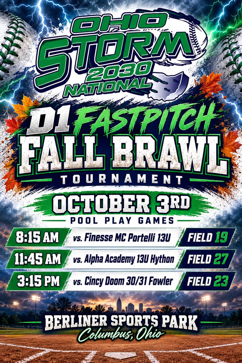 PresleeRector30's tweet photo. Ready to continue our Fall Ball Season at the D1 Fastpitch Fall Brawl this weekend at Berliner Sports Park in Columbus, Ohio. https://t.co/1vxZmcVDu0