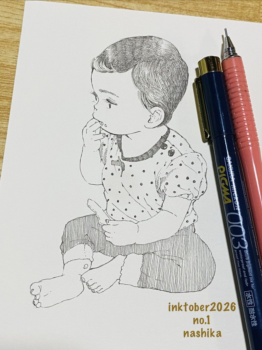 nashika_t's tweet photo. 今年もゆるーく参加♡

りんごには本当にお世話になってます
#inktober2026 #インクトーバー2026 https://t.co/PJvGPuBTA2