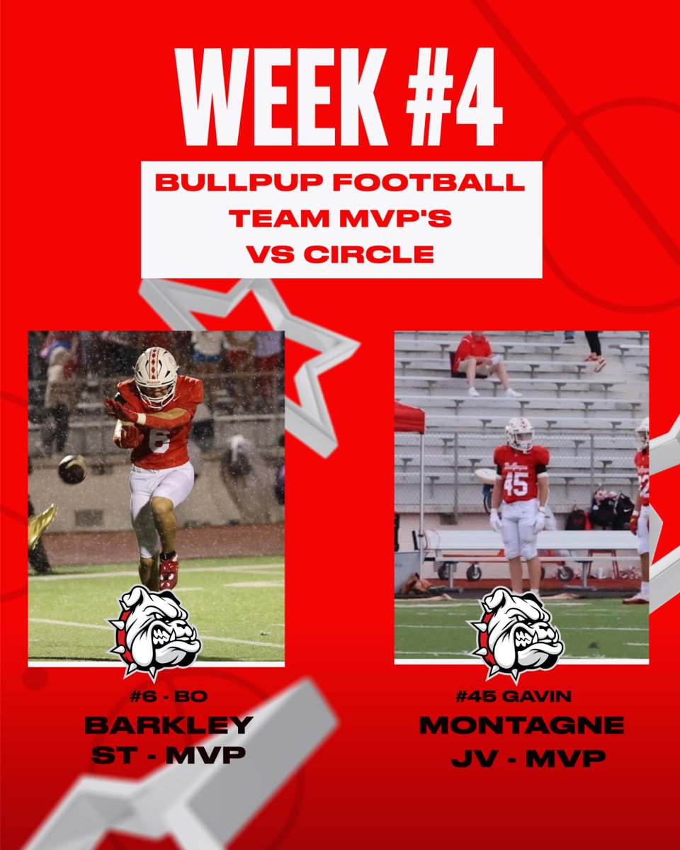 McPhersonHSFB's tweet photo. Congratulations to the following Bullpups on being honored as our Week #4 MVP's following our 41-8 victory over Circle!

@MHSBullpups https://t.co/zP0xrbF1TY