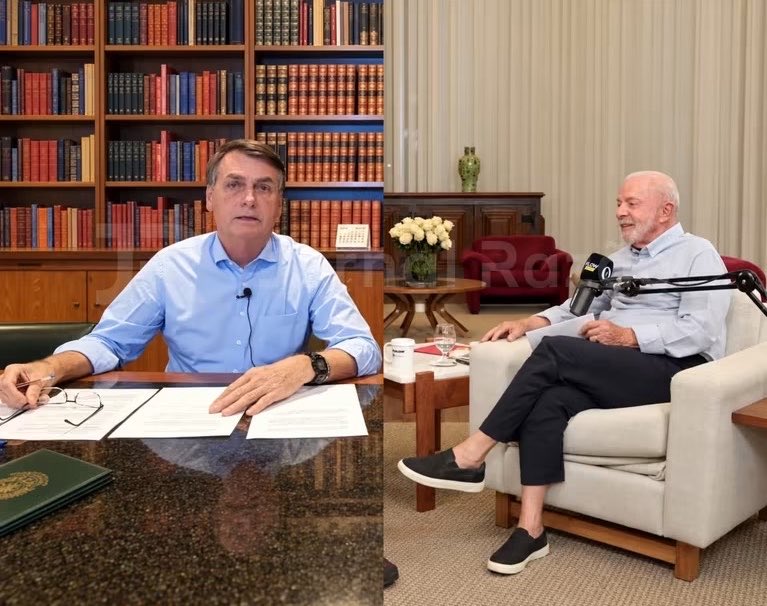 GCSantiniX's tweet photo. Isso é um ESCÁRNIO. 

Em 2022, Jair Bolsonaro foi proibido pelo TSE de continuar usando o Palácio da Alvorada para lives eleitorais. A Justiça Eleitoral entendeu que ele utilizava um espaço público ao qual tinha acesso por ocupar a Presidência em benefício da campanha. 

Quatro anos depois, Lula, candidato à reeleição, recebeu lo Flow Podcast justamente no... ALVORADA. 

Justiça no Brasil é FEZES.