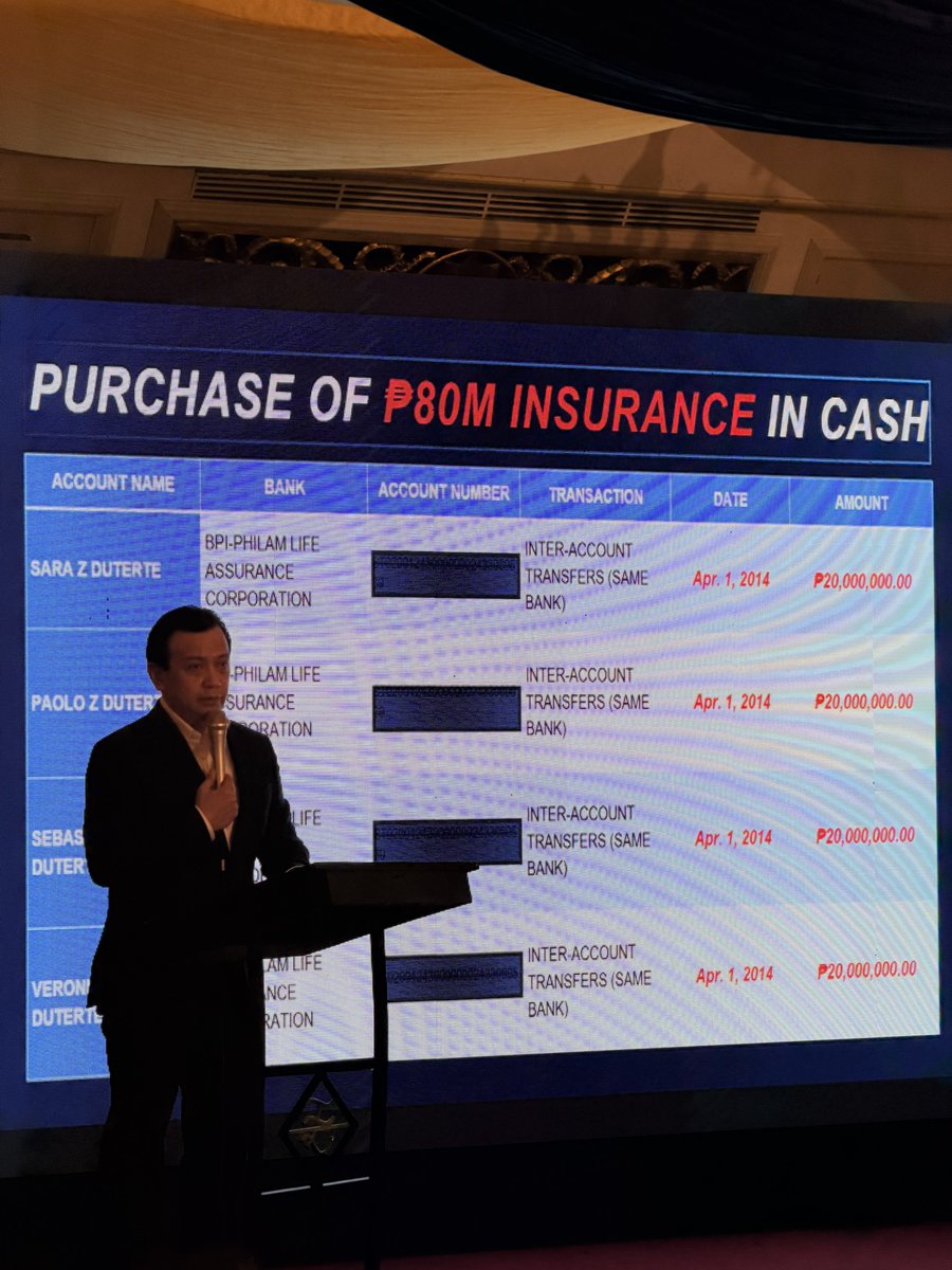 jesusfalcis's tweet photo. 🚨 Sen. Trillanes presents records that show Sebastian “Baste” Duterte was paying bills for ONE MILLION PESOS a month at 21 years old.

Tapos si BP Sara Duterte fresh from work had time deposits worth HUNDREDS OF MILLIONS OF PESOS!

Sara Labandera!

🙀

#UnexplainedWealth https://t.co/JgRPKiv1jw