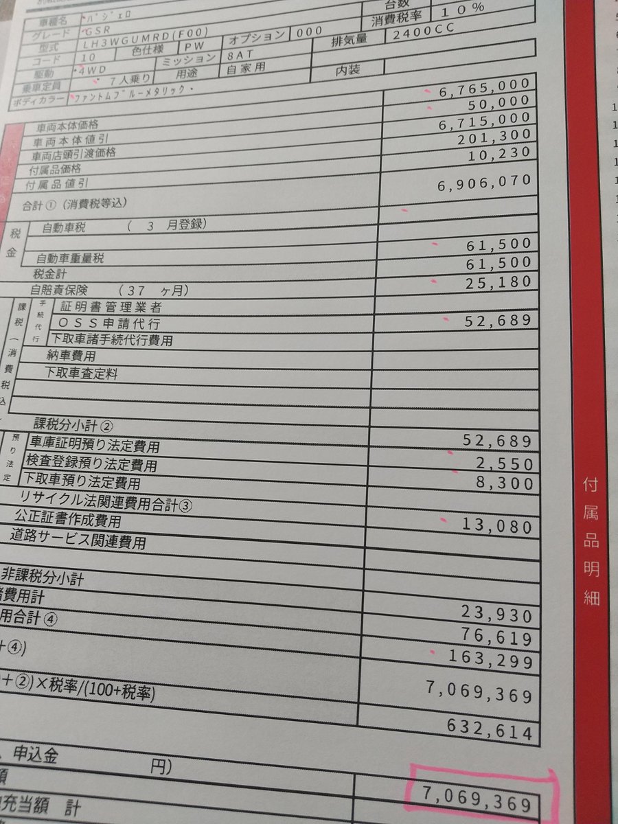 umatea07's tweet photo. パジェロGSRは700万ちょっと。値引きもなんぼか。オプションはとりあえずドアバイザーとフロアマットだけなのでカタログ来たら追加であれこれ。 https://t.co/OS90anib9m