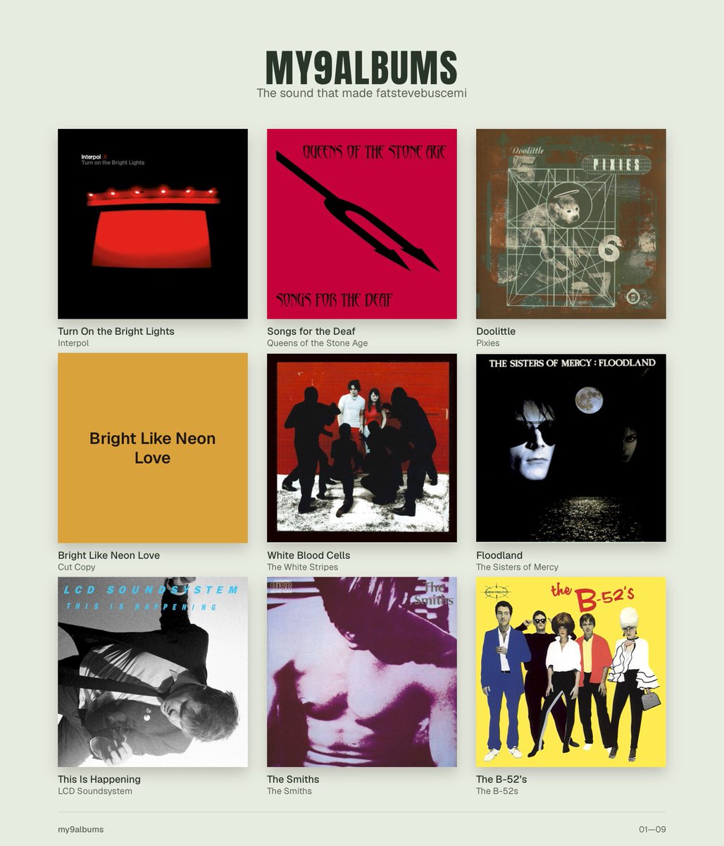 fatstevebuscemi's tweet photo. did my nine albums https://t.co/qS7ydfvOfk