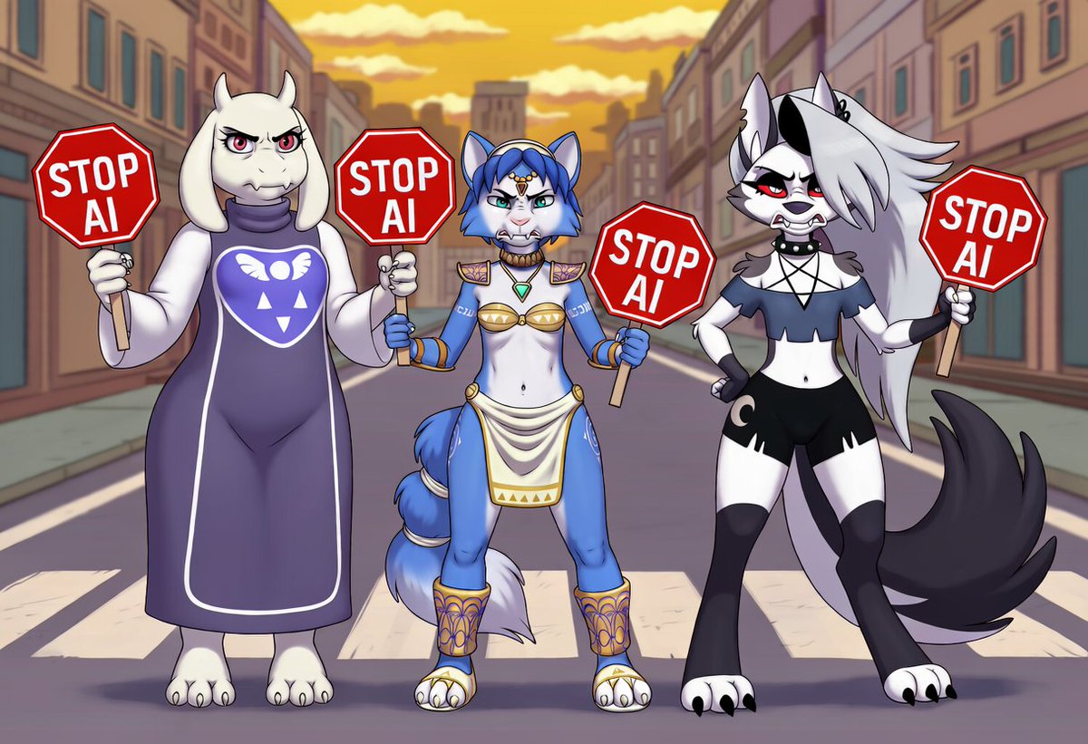 elyhon6can's tweet photo. AFTER SOME OF YOUR FAVORITE FURRY GIRL TRIED TO PROTEST AGAINST AI

THEY GOT INSTEAD KIDNAPPED AND FORCED TO BE TURNED INTO THE PERFECT AI SLOP THEY COULD NEVER BE https://t.co/b9cqLhF0BM