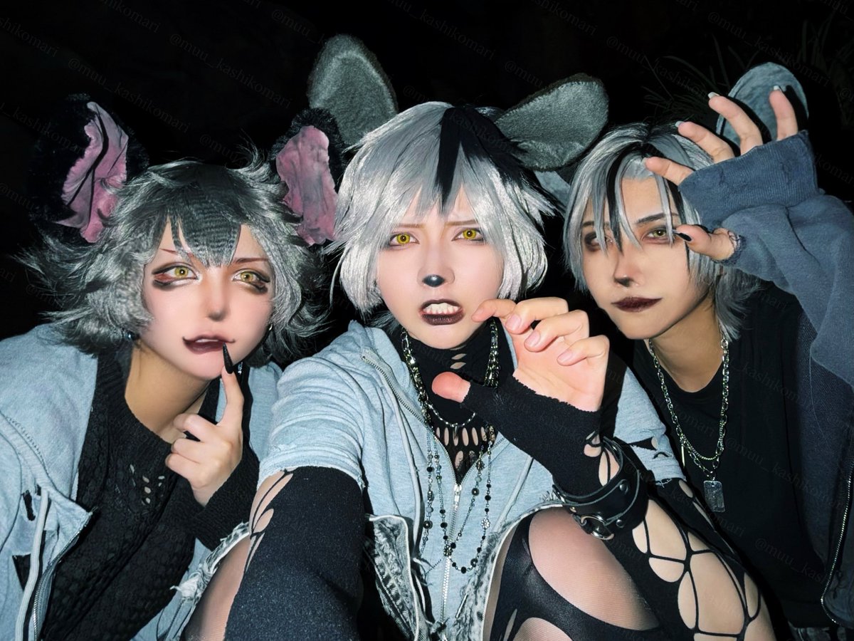 muu_kashikomari's tweet photo. 2026/09/27 🩶🦴(⚠️擬人化仮装)
 
歴史に残る 悪巧み

シェンジ：むう
バンザイ：蒼井さん(@ao00_ll )
エド：いとさん(@Ito__1110 )
 
#Dハロ仮装2026 
#Dハロ仮装 https://t.co/H8Gdr0naX2