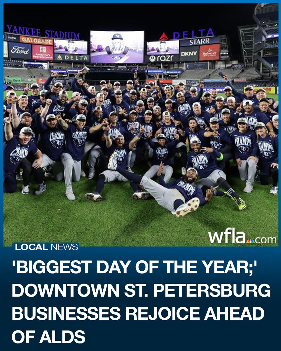 WFLA's tweet photo. Ahead of playoff baseball's return to St. Petersburg and Tropicana Field, downtown businesses are bracing for a weekend of packed crowds. https://t.co/iRN4uMXUDx https://t.co/11VmJRkZ9j