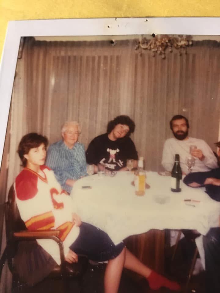 KOLcharmer's tweet photo. Long time fan. Behind the ‘89 Vernon jersey and attitude. 🤣 #flames @NHLFlames  #DomeSweetDome #GoFlamesGo https://t.co/QjblAP82OW