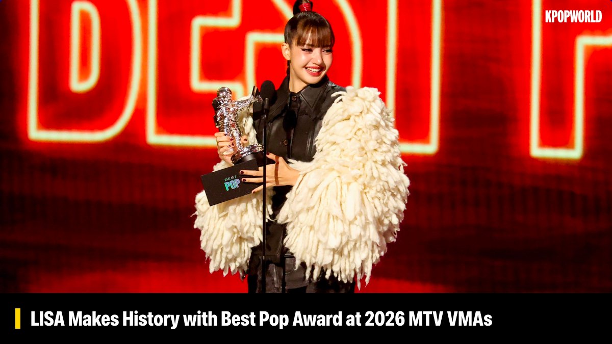 KPOPWORLD's tweet photo. LISA has made history at the 2026 MTV VMAs with her win in the Best Pop category, becoming the first Asian solo act to do so in the award show’s 42-year history.

LISA entered the Peacock Theater in Los Angeles as the most nominated K-pop artist of the night. “Dream” was nominated for a total of four awards, in Best K-pop, Best Cinematography and Best Editing alongside Best Pop – ultimately winning the latter.

The achievement also marked a second historical milestone for LISA, who became the first soloist and first female artist to win both the Best Pop and Best K-pop trophies following her Best K-pop wins of 2022, 2024 and 2025.

Read more on KPOPWORLD. #LISA #BLINK #BLACKPINK

Read here: https://t.co/eo5NRmCkks