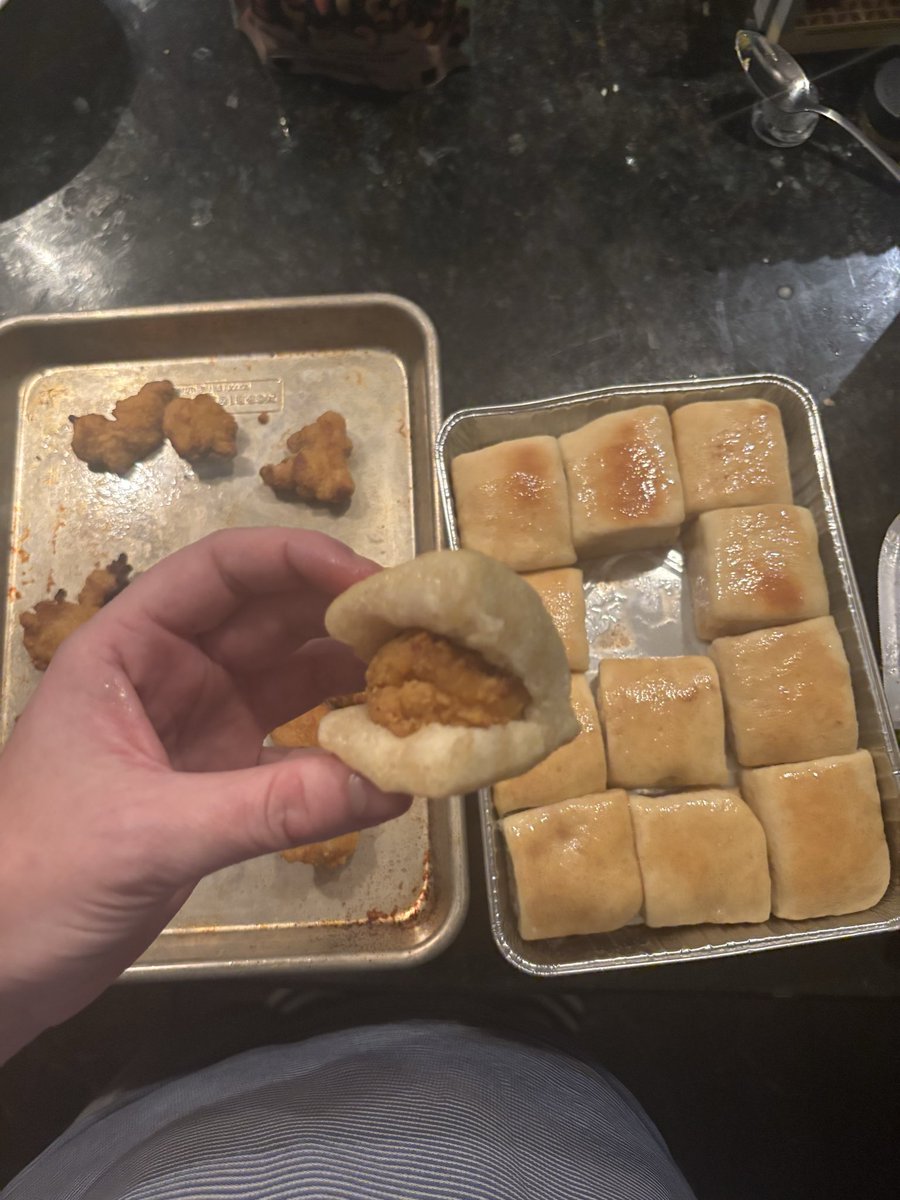 patiocruiser's tweet photo. Sorry babe can’t tonight. Bought the frozen Texas Roadhouse dinner rolls and chick fil a frozen nuggets so gonna make then eat 12 homemade chicken minis. Maybe tomorrow tho https://t.co/3cwbOsBgBF