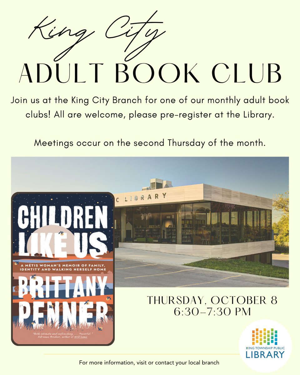 KingLibraries's tweet photo. Check out what our Branch Adult Book Clubs are reading in October and join us. 📚

Are you interested in joining? Ask our friendly staff how to sign up! ✨

#AdultBookClubs #KingLibraries #KingTownship https://t.co/hClnEHpQKA