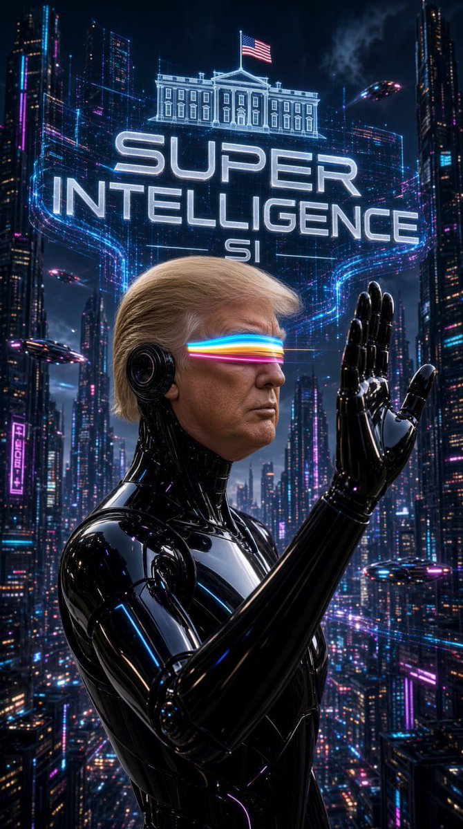 OfficiallySI's tweet photo. Trump announced that his AI is taking over the office after his death. It's so over 😭 https://t.co/G7KmxZfwbp