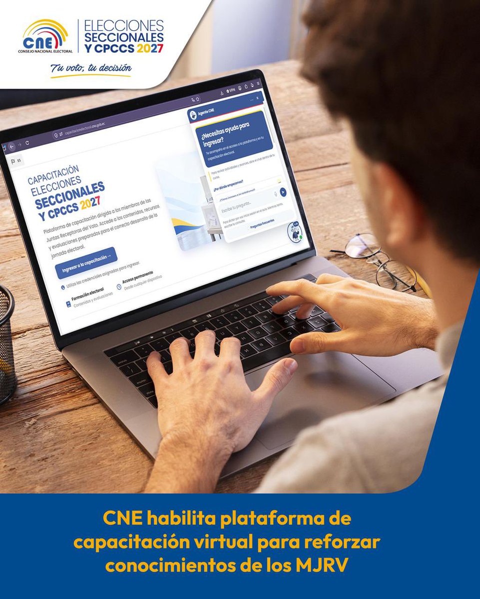 CNESantoDomingo's tweet photo. #InformaciónOficialCNE📢
#CNE habilita plataforma de capacitación virtual para reforzar conocimientos de los #MJRV2027.
Más detalles en el siguiente enlace.
👇
https://t.co/lYVAhkedv1 https://t.co/KewwC8Z63a