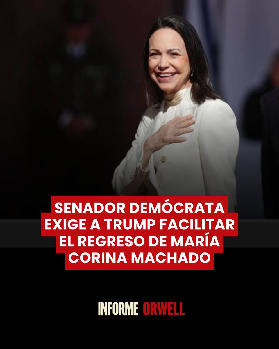 InformeOrwell's tweet photo. 🚨🇺🇸🇻🇪 | El senador demócrata Chris Coons exigió a la administración Trump ayudar a María Corina Machado a regresar a Venezuela y establecer una hoja de ruta con plazos concretos para elecciones libres.

Coons también pidió la liberación de los presos políticos y una reforma del sistema electoral, mientras acusó a Washington de priorizar la explotación del petróleo venezolano sobre los derechos humanos.

“Los venezolanos merecen elecciones democráticas libres y justas”, afirmó.
