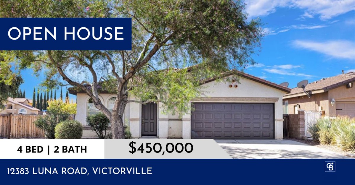 CBHomeSource's tweet photo. OPEN HOUSE!
Saturday, October 3 10:00 AM - 1:00 PM
Come find your dream home with us!
Listed by Karen Balderrama
Phone: (760) 684-8100
Cell: (562) 446-7631
karen@cbhomesource.com
#openhouse

#cbhomesource #realestate #cblancaster #highdesert #househunting https://t.co/55vnDfBgXL