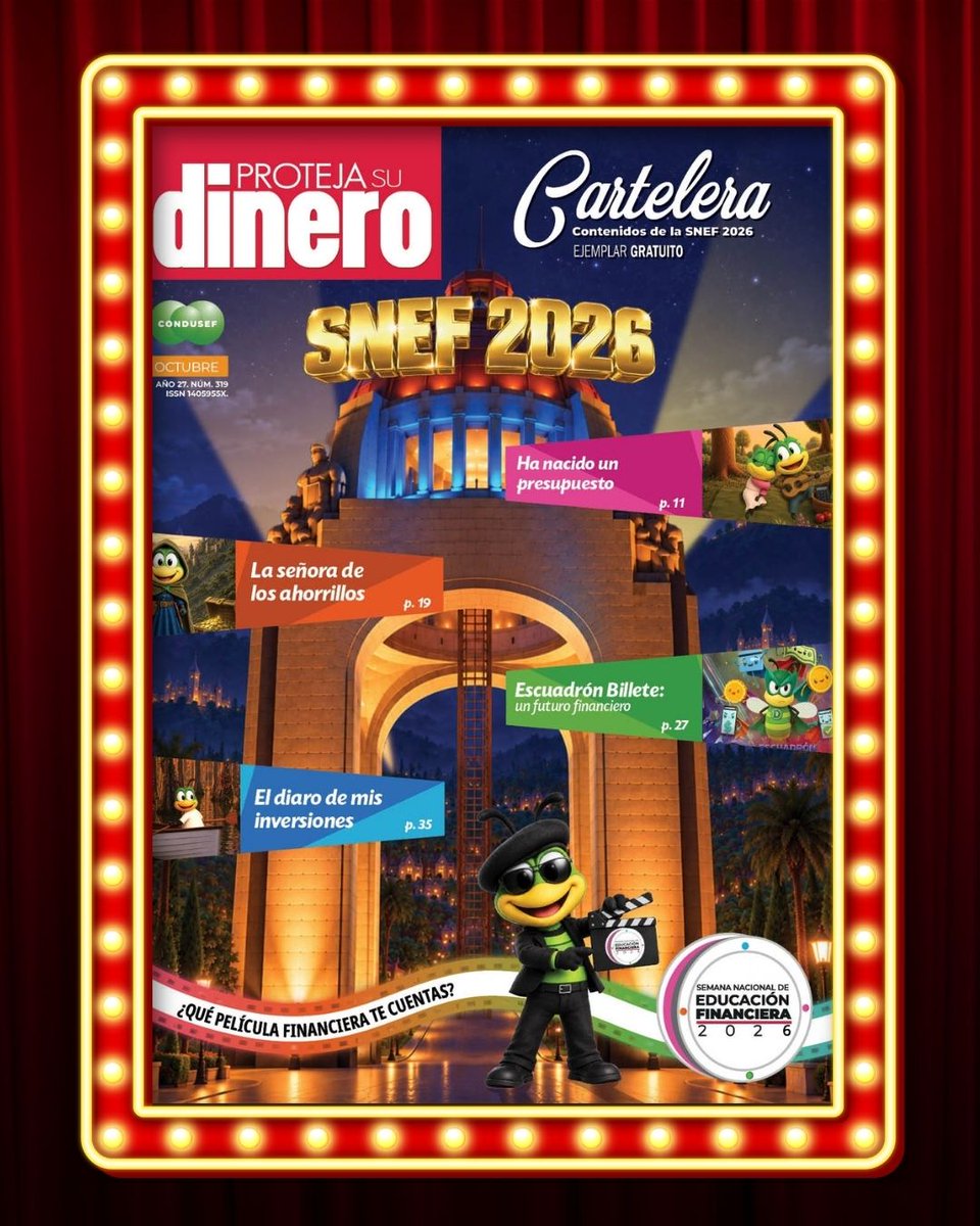 CondusefMX's tweet photo. 🎬🍿 ¡Ya llegó la edición de octubre de Proteja Su Dinero!

🎞️ En el marco de la #SNEF2026, descubre qué película financiera estás viviendo y encuentra consejos para fortalecer tu seguridad, resiliencia,  control y libertad financiera.

¡Descárgala ya! 👇
https://t.co/IfVj7T7LZ9 https://t.co/k3tmzdmjut
