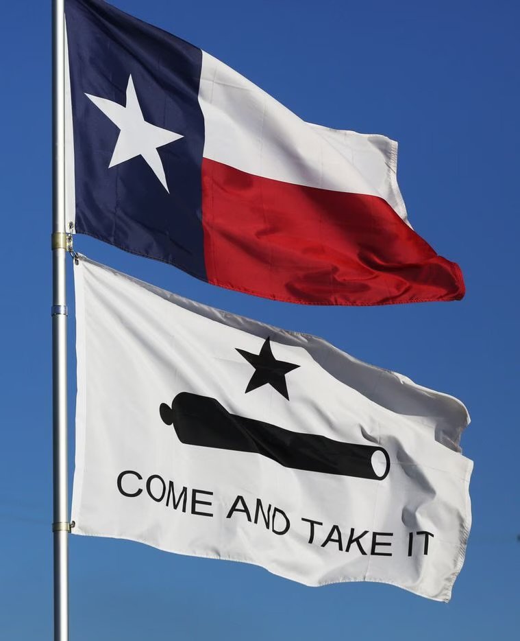MQSullivan's tweet photo. On October 2, 1835, the people of Gonzales decided they would not let the Mexican government take away their only means of defense. We all remember their "Come And Take It" flag, but we are Texas today because of their commitment to a cause greater than themselves!