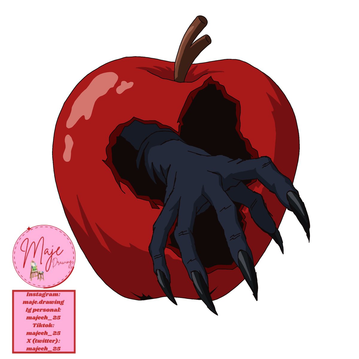 majeeh_25's tweet photo. Día 1 - Manzana 🍎

Y que mejor inspiración que el del anime Death Note con el famoso Shinigami Ryuk, a quien le encantan las manzanas 🤭✌🏻 Esperemos no dejar el reto a un lado (el año pasado no lo pude seguir por temas de viaje)

#inktober2026 #inktober #manzana #deathnote #ryuk https://t.co/qwkJc64KFD