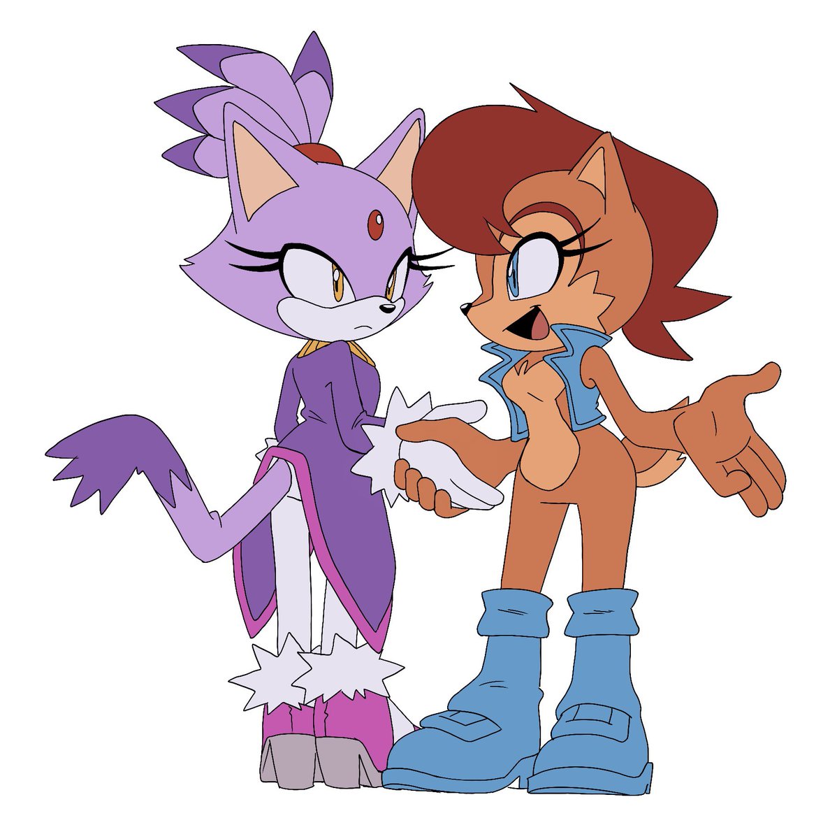 JadePesky's tweet photo. There, now she met Blaze too #copinghard
#sonicthehedgehog #blazethecat #sallyacorn https://t.co/ndyFpYzSlf