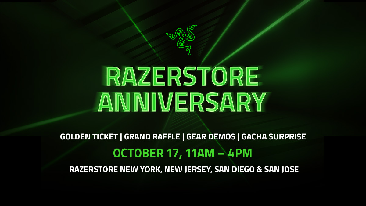 RazerStore's tweet photo. RazerStore turns another year older, and were celebrating with you. 🎉

Join us Oct 17, 11AM-4PM at RazerStore New York, New Jersey, San Diego &amp; San Jose for gear demos, a Gacha Machine, a Grand Raffle, and the Golden Ticket. RSVP now! Link in Bio.

#Razer #RazerStore https://t.co/gKfGiakQaU