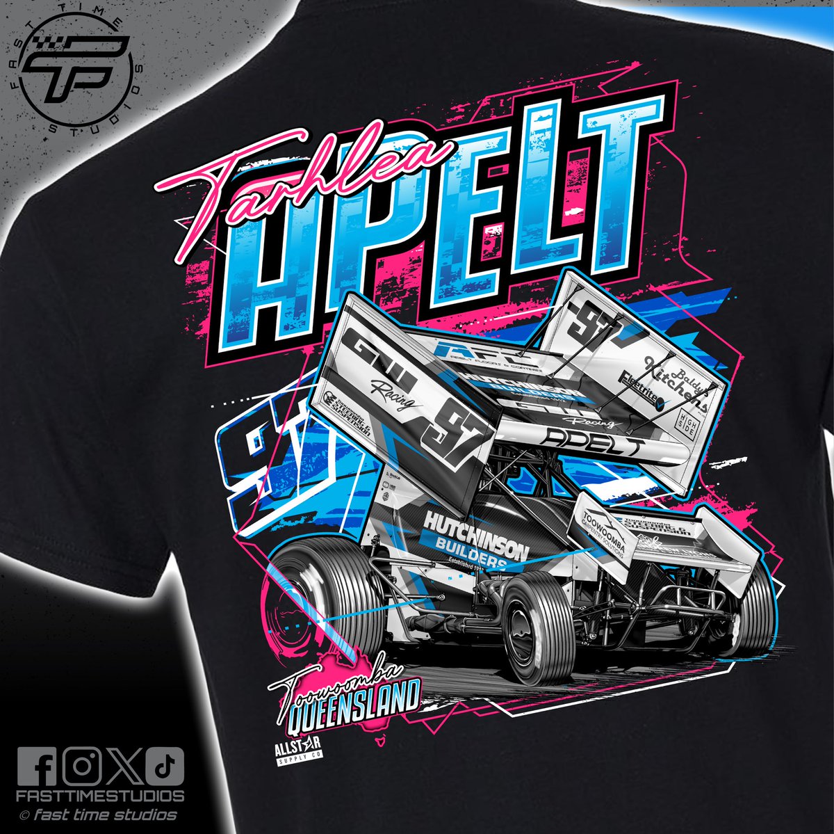 FastTimeStudios's tweet photo. Design done for @tarhlea_apelt for the new season down under. 
Pops of pinks and blues to make this one pop. 
Head over to https://t.co/1MyUx8mGu3 to order yours (probably only available in Australia) https://t.co/VYn3SsrcKU