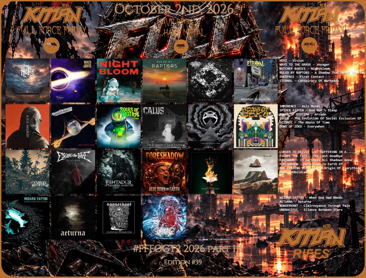 KMANRIFFSMetal's tweet photo. FULL FORCE FRIDAY:⚔️October 2nd 2026⚛️⚔️
“Only way to feel the noise, is when it's good and loud, so good you can't believe it's, screaming with the crowd"⚛️
📢87 for the Walls of Deth!➡️Don’t sweat it....Have Riffs, Have Metal!⚛️
#FFFOct2 Comment and Repost!🤘👹🤘#KMäN https://t.co/Ju1lWeAE6j