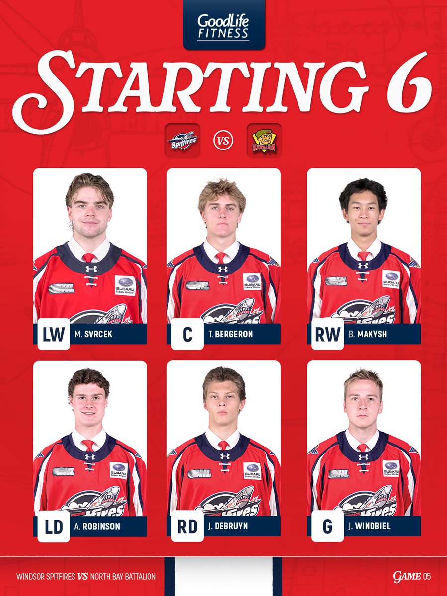 SpitsHockey's tweet photo. Starting 6️⃣

#WindsorSpitfires #BuiltforFlight https://t.co/4pYX6chEzf