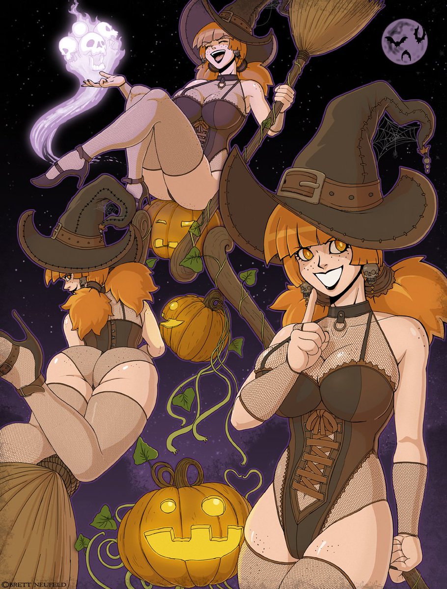 Rocktopus64's tweet photo. Spooky season is here 🎃

Here's a pinup witch I drew back in 2024 https://t.co/jQdTHiE9XL