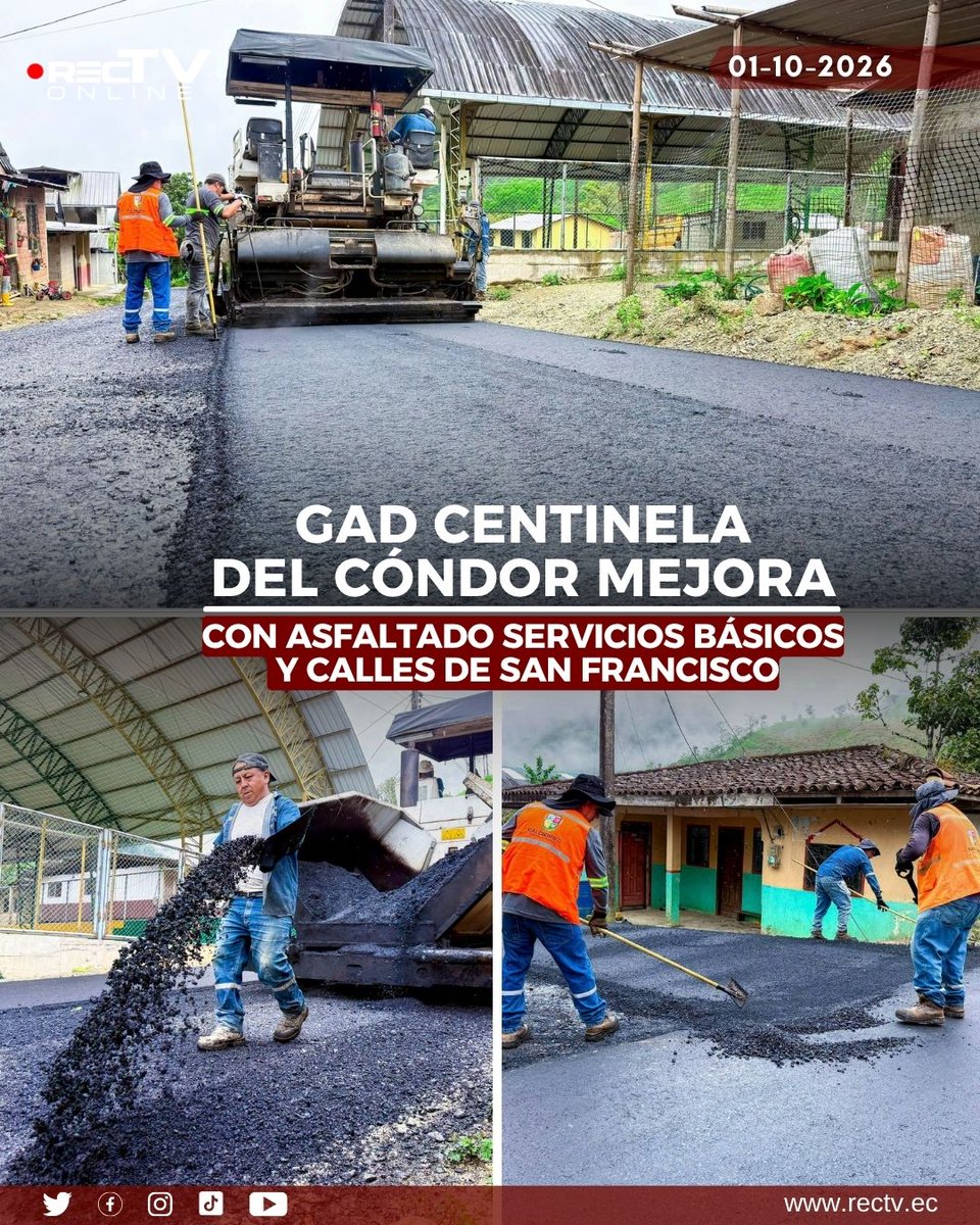 RecTVonline's tweet photo. #RecTv | El sector San Francisco cuenta con nuevas calles asfaltadas y servicios básicos mejorados, tras una intervención de USD 135.196,53.
Proyecto ejecutado a través del GAD Municipal de Centinela del Cóndor, la Prefectura de Zamora Chinchipe y VIALZACHIN E.P. https://t.co/BYLbdDRtj8