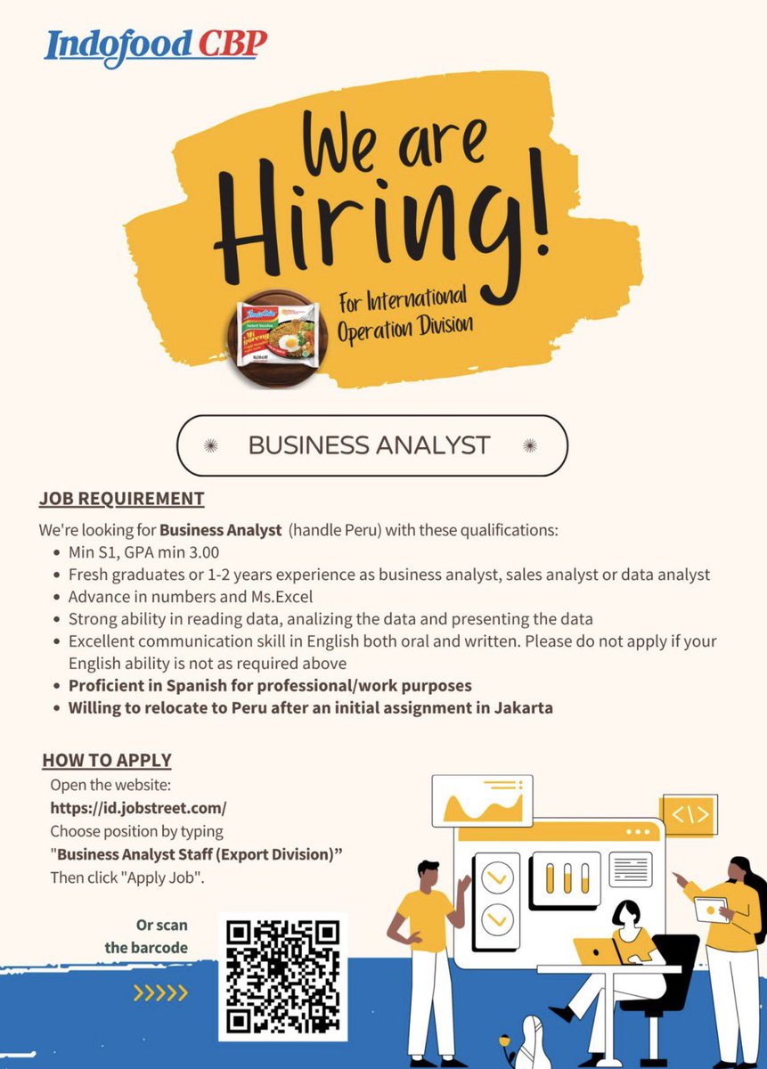 magnecareer's tweet photo. #LokerPam - Indofoods International Operations Division - Business Analyst

✨ Join WhatsApp Channel Magne Career: https://t.co/BYNWJ4CEEY https://t.co/gFUN25tDua