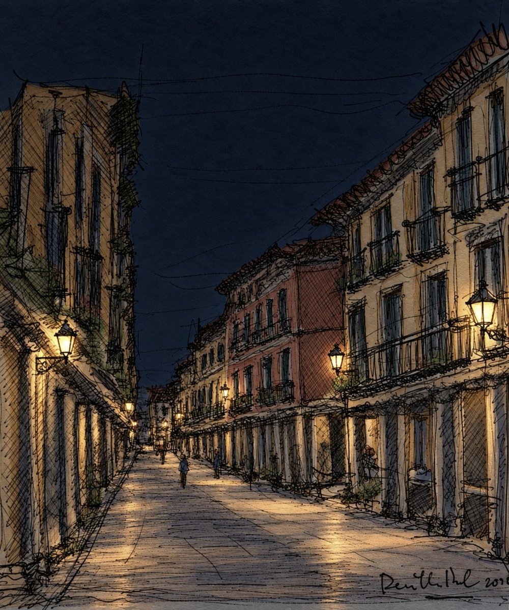 ManuelRevilla57's tweet photo. Calle Mayor
#AlcalaDeHenares 
#MRevilla #ilustracion https://t.co/xvjj8gZUCt