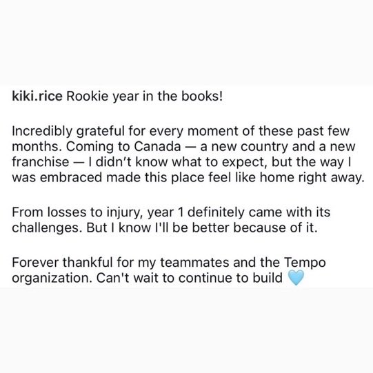 KikiRiceMuse's tweet photo. Kiki Rice with a heartfelt message at the end of her incredible rookie year 🩵

next season we come back even better! KikiRiceMuse will return for Unrivaled https://t.co/FduYInvWDc