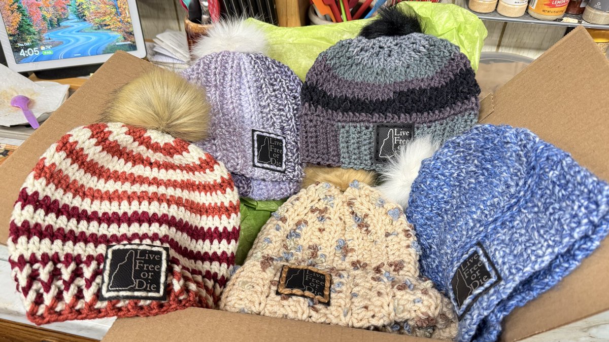 nhnonna's tweet photo. I met a wonderful person recently on X, from my State of NH, and she crochets and so much more.  Search for her on X #PegsTwistedCrochet  Peg@Fireborn63. I ordered some winter hats for some good friends. This is what I got; I was blown away when I opened the box.  Gorgeous hats! https://t.co/MsuxRL2ZXM