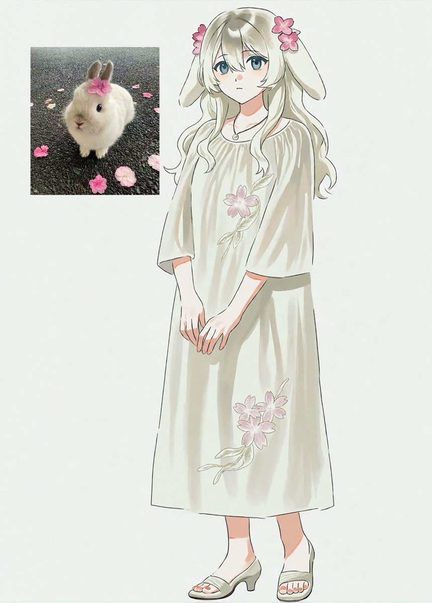 Musabillustrate's tweet photo. Miyu Hanabira, a soft bunny-inspired character study with spring florals, muted ivory tones, and a gentle anime aesthetic. 🌸#CharacterDesign #AnimeArt #OriginalCharacter #ConceptArt #CharacterArtist #BunnyGirl #DigitalArt #Illustration #OCArt #AnimeCharacter https://t.co/gfuKqzVEem