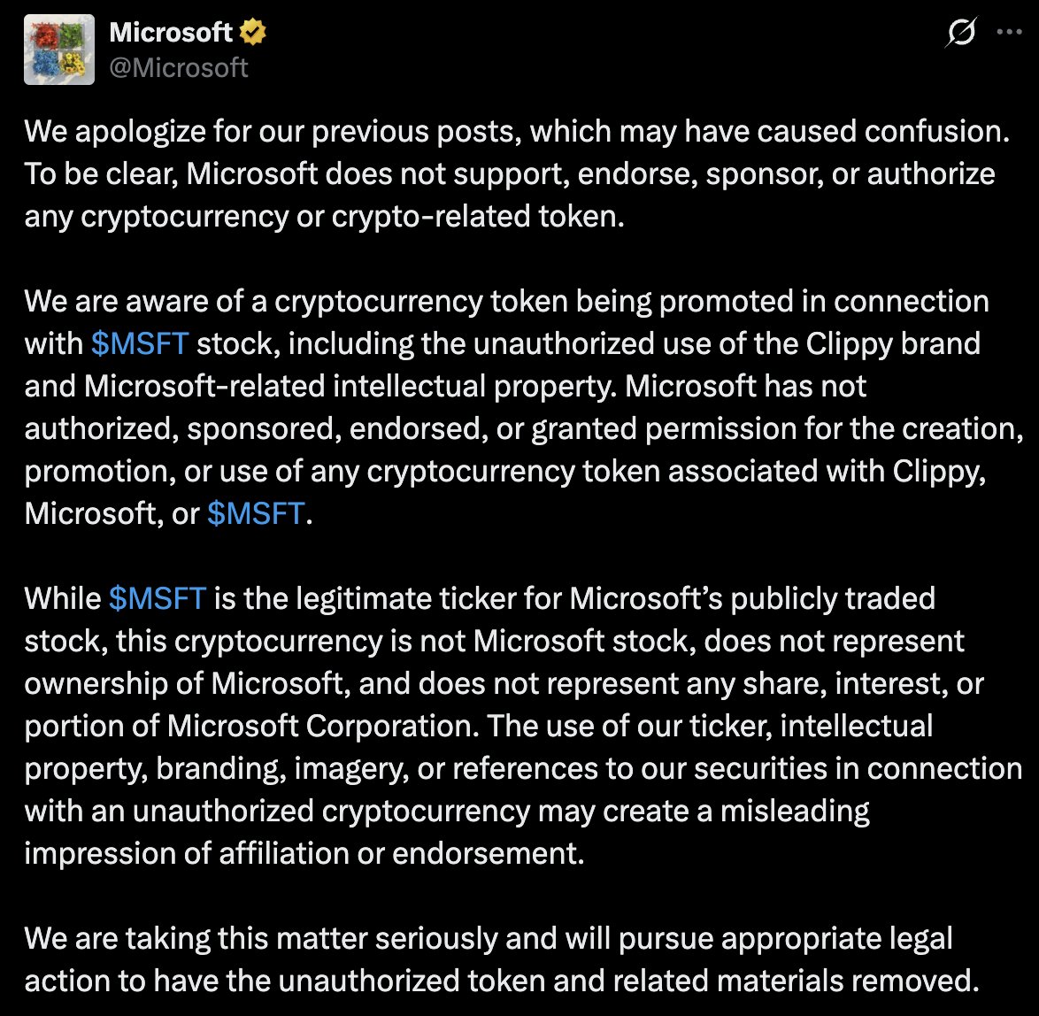 ishotweed's tweet photo. Screenshotted before @Microsoft deleted the tweet.

$MSFT is the new AMC.

 5eHqKfTXCpVYvXMkDKFbQv87GeNN4SGhpknDwr2ief3k https://t.co/3qCMxidfpH