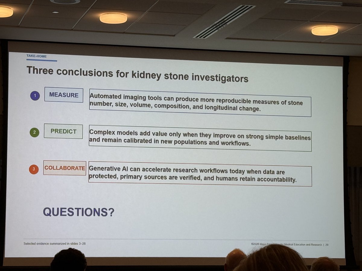 MayoClinicNeph's tweet photo. Dr. Andrew Rule from @MayoClinicNeph delivers a great keynote regarding AI and Kidney Stone research at 15th International Symposium on Urolithiasis
@AndrewRuleMD https://t.co/SBgq2GdLui