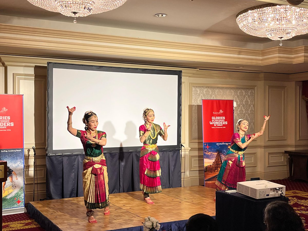 IndianConsOsaka's tweet photo. Consul General @chandruappar joined  Principal Secretary to Government Tourism, Government of Tamil Nadu, Dr. S Swarna, for Tamil Nadu Tourism Roadshow in Osaka. Principal Secretary gave a detailed presentation on key tourist attractions and travel destinations in Tamil Nadu.

CG spoke about the strong partnership between Tamil Nadu and Japan, and potential areas to further deepen this cooperation with a focus on tourism.

The Roadshow also featured Bharatnatyam dance performance by Japanese artists.

@tntourismoffcl
@ttdcofficial