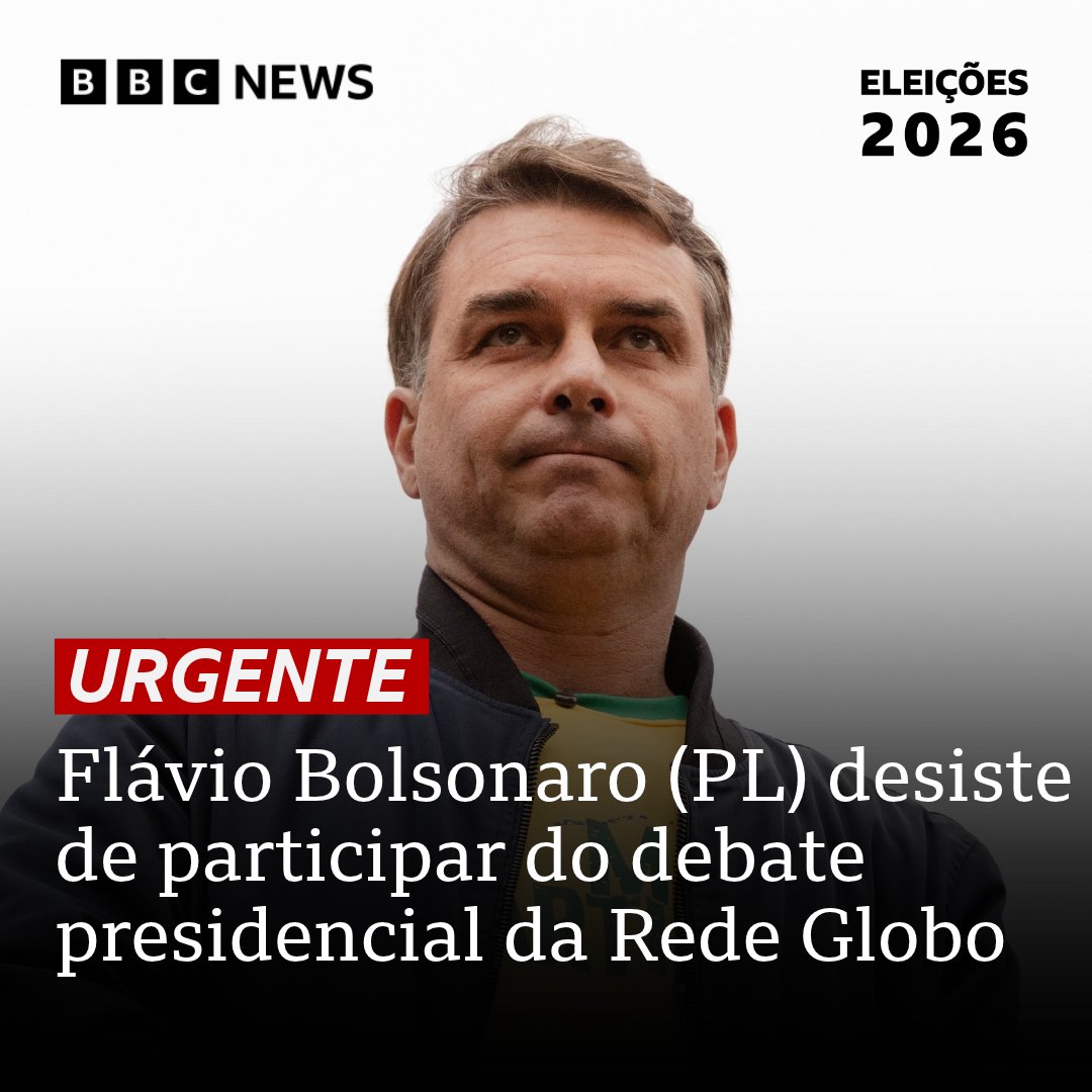 bbcbrasil's tweet photo. Flávio desiste de participar do debate 🗳️🇧🇷

Flávio Bolsonaro acabou de anunciar em sua conta na rede X que não irá mais ao debate da Rede Globo:
https://t.co/fkjJJY5mf0 https://t.co/59PjnsJ9k6