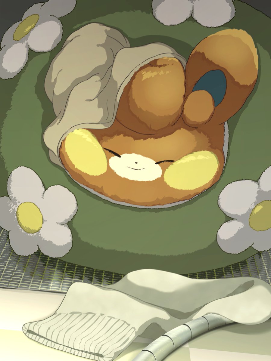 WikiDexOficial's tweet photo. Pawmi durmiendo con la cabeza saliendo por el hueco de un cojín.

(Ilustración oficial de Pokémon Sleep) https://t.co/3DBjRXlen3