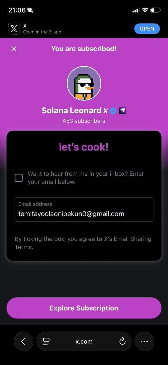 Ty0ff1cial's tweet photo. @OlaStar68217 @leonardnftpage I’ve subscribed bro

4QGmtsLDPRd9986vz28pHbyVx2HcM256oKMtU8Zvmwq9 https://t.co/i5KaI9VT3P