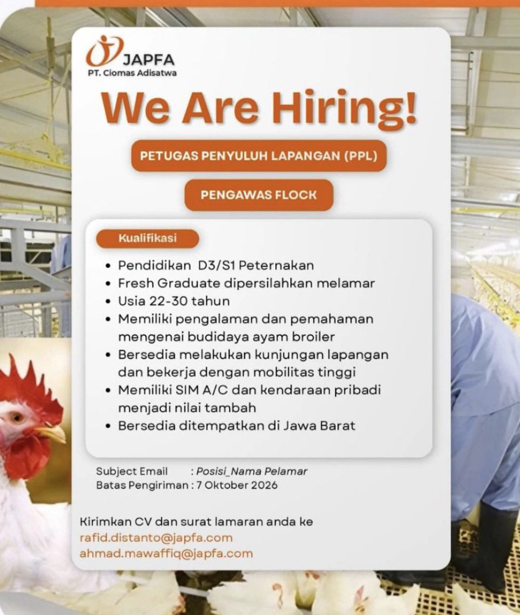 magnecareer's tweet photo. #LokerPam - PT Ciomas Adisatwa 

✨ Loker beragam, lulusan apa pun bisa ngelamar: https://t.co/BYNWJ4CEEY https://t.co/hS08t9IdXh