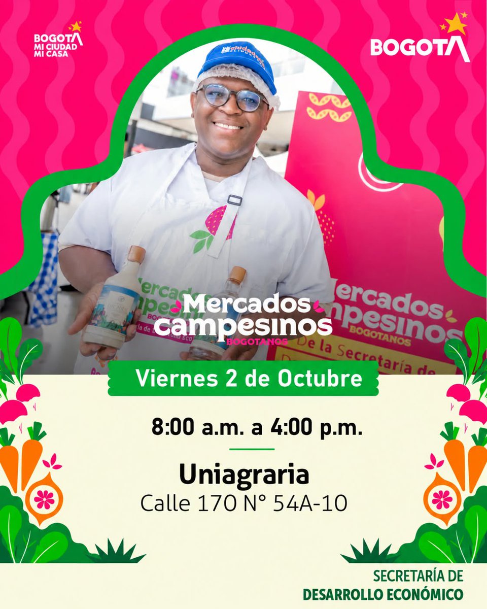 UNIAGRARIA's tweet photo. 🌱 Este 2 de octubre, te invitamos a apoyar el campo colombiano y descubrir la variedad de productos que nuestros campesinos tienen para ofrecer. Una oportunidad para reconocer el trabajo de quienes cultivan la tierra y llevan lo mejor del campo a nuestra mesa. 💚 https://t.co/fv2j2nqjZn