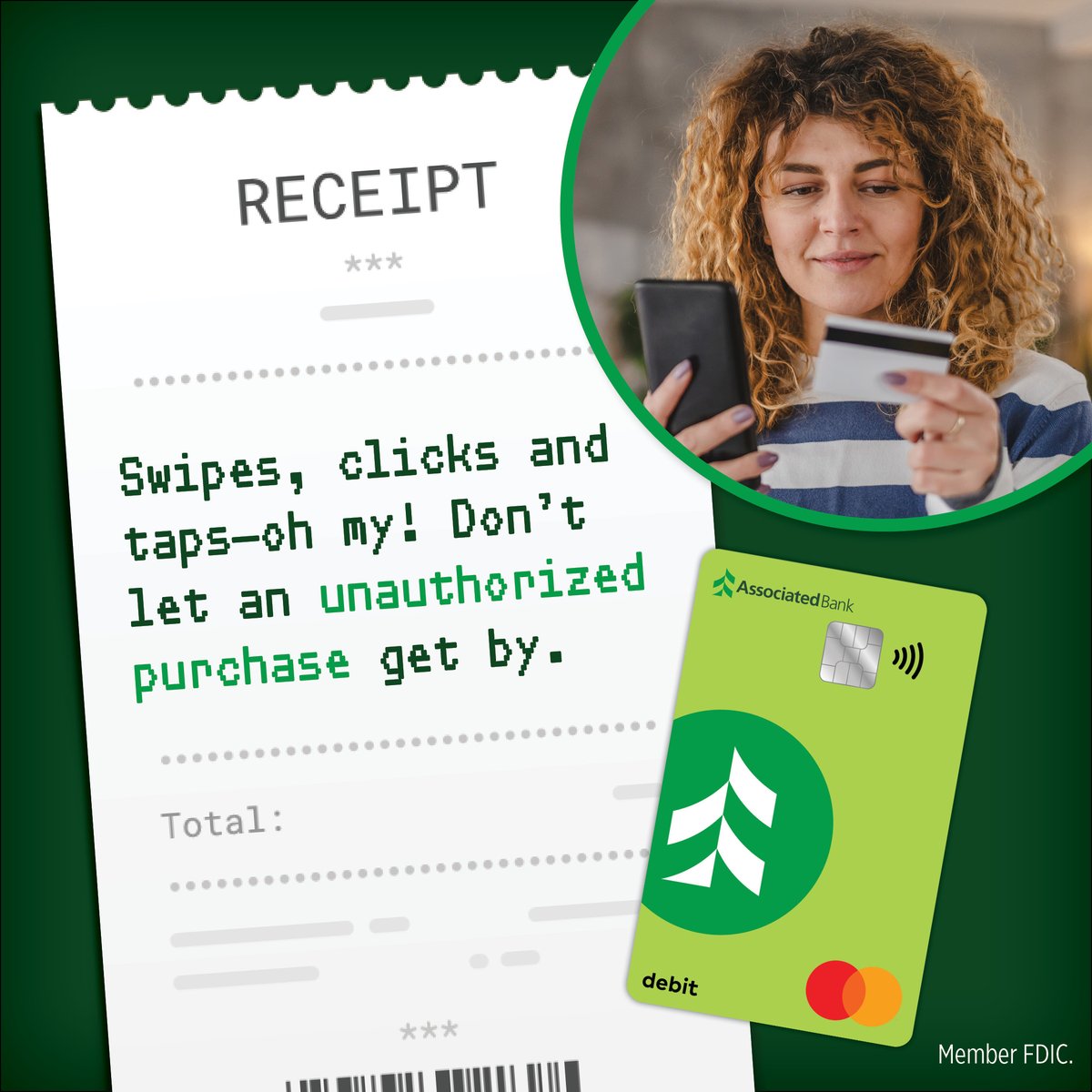 AssociatedBank's tweet photo. Back-to-school ‘fits. Holiday gifts. So much shopping! With all the hustle, bustle and buying the last few months of the year, it’s easy to miss a transaction that shouldn’t be there. See what to do if a scam purchase gets through: https://t.co/ZwzguFIjSR https://t.co/JntwPUbEkb