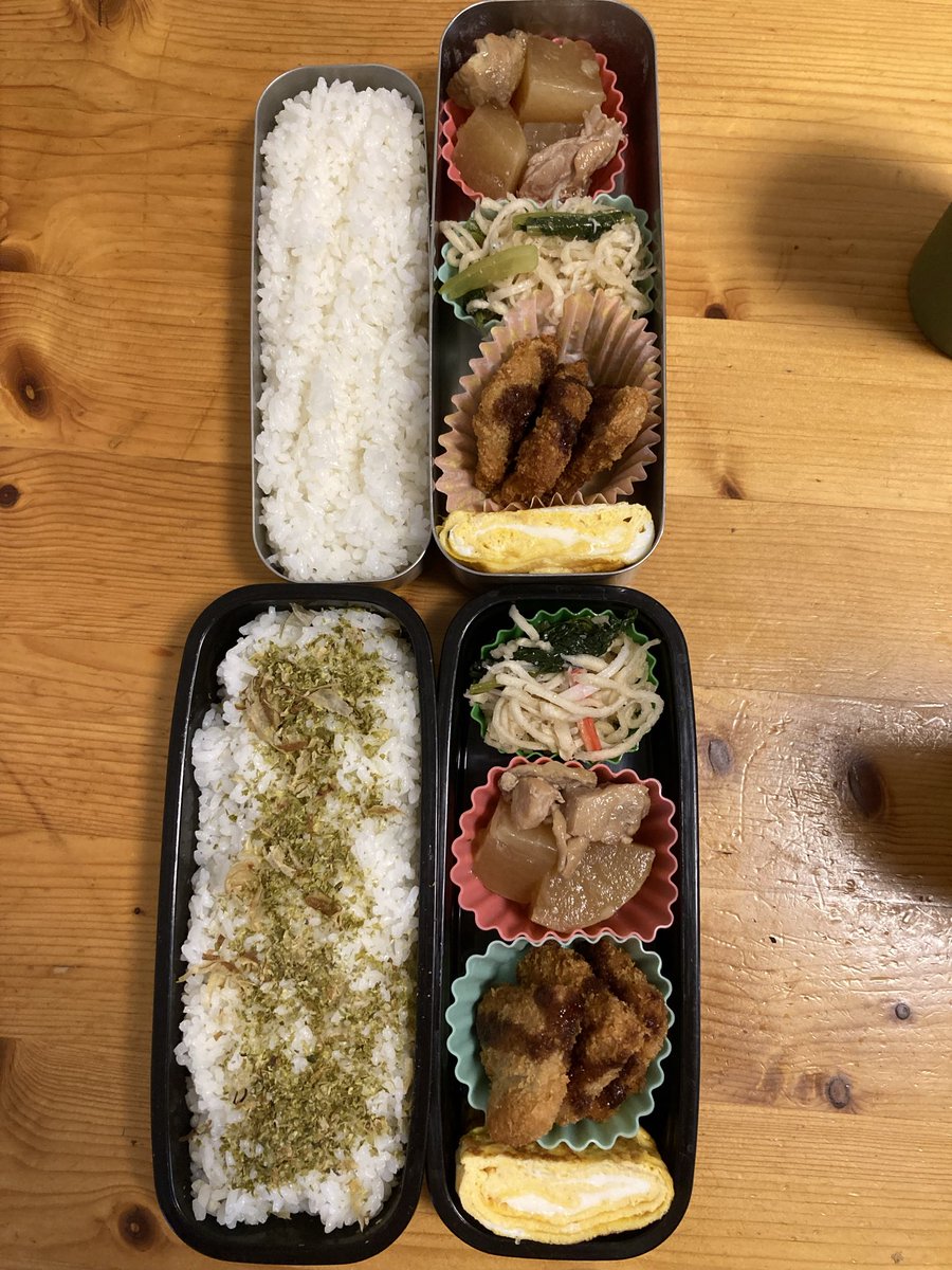 o9no5530's tweet photo. 今朝は夕べ作っておいたおかずたちと卵焼きを🙂‍↕️
チビちゃんの喘息がまた落ち着かず夕べは吸入後も咳が止まらない…と受診しましたがその頃にはだいぶ効いてました😅
入院するか外来で頑張るか聞かれましたが外来で頑張ると言ったものの大丈夫かしら😓 https://t.co/ZelFIx71TX