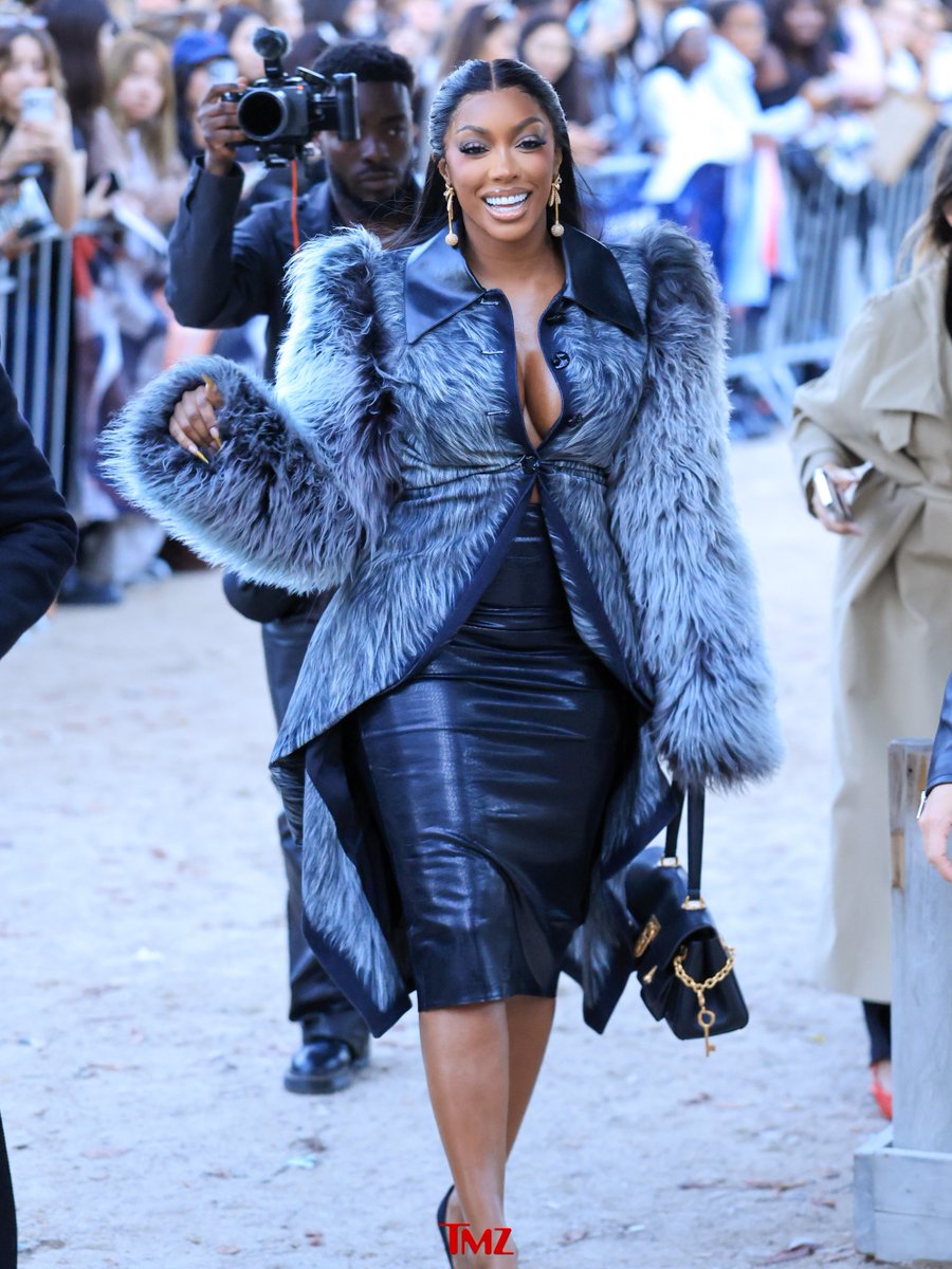 TMZ's tweet photo. 😮‍💨 Porsha Williams and Law Roach make a stylish appearance ahead of the Schiaparelli fashion show during Paris Fashion Week! https://t.co/YN4iLg2I2p