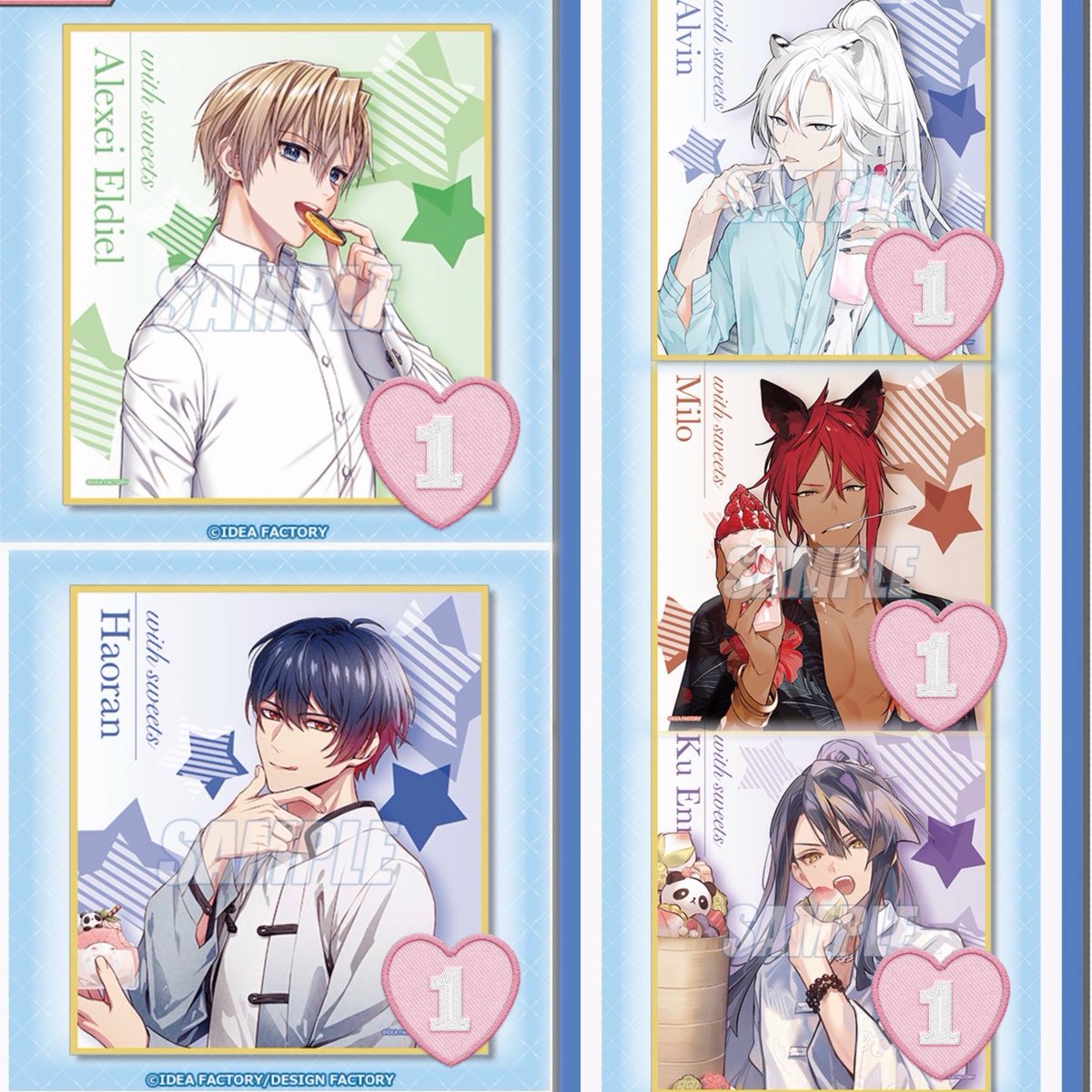kana_ctd's tweet photo. 【交換】オトメイト with sweets vol.3 くじ引き堂

譲 ¦　B賞アレクセイ、ミロ×2、フラン
　　  C賞アレクセイ、ハオラン、アルヴィン、ミロ、燕來

求 ¦　同賞リカルド
※Cは1点決まり次第〆

・複数交換できる方優先
・郵送、もしくは都内(イベント時)手渡しにて交換希望

気軽にお声掛け下さい✧ https://t.co/bTVnV4vHtk