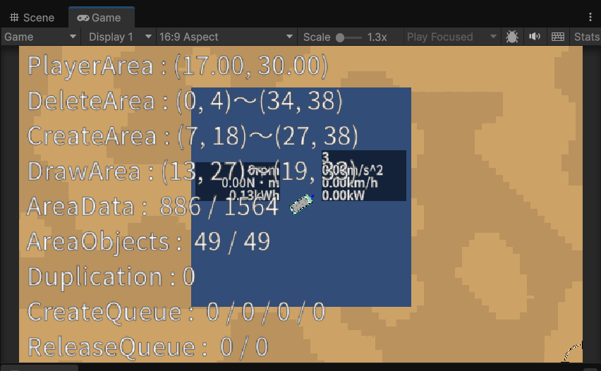 JimiGameKoboEN's tweet photo. Game Development Progress.
I'm implementing gaming enviroment new ground drawing system(2 loss).
Today's test run. The nemesis error didn't occur during for 30-minute run, but one area wasn't drawn.
#gamedev https://t.co/gLkiJtk9iz