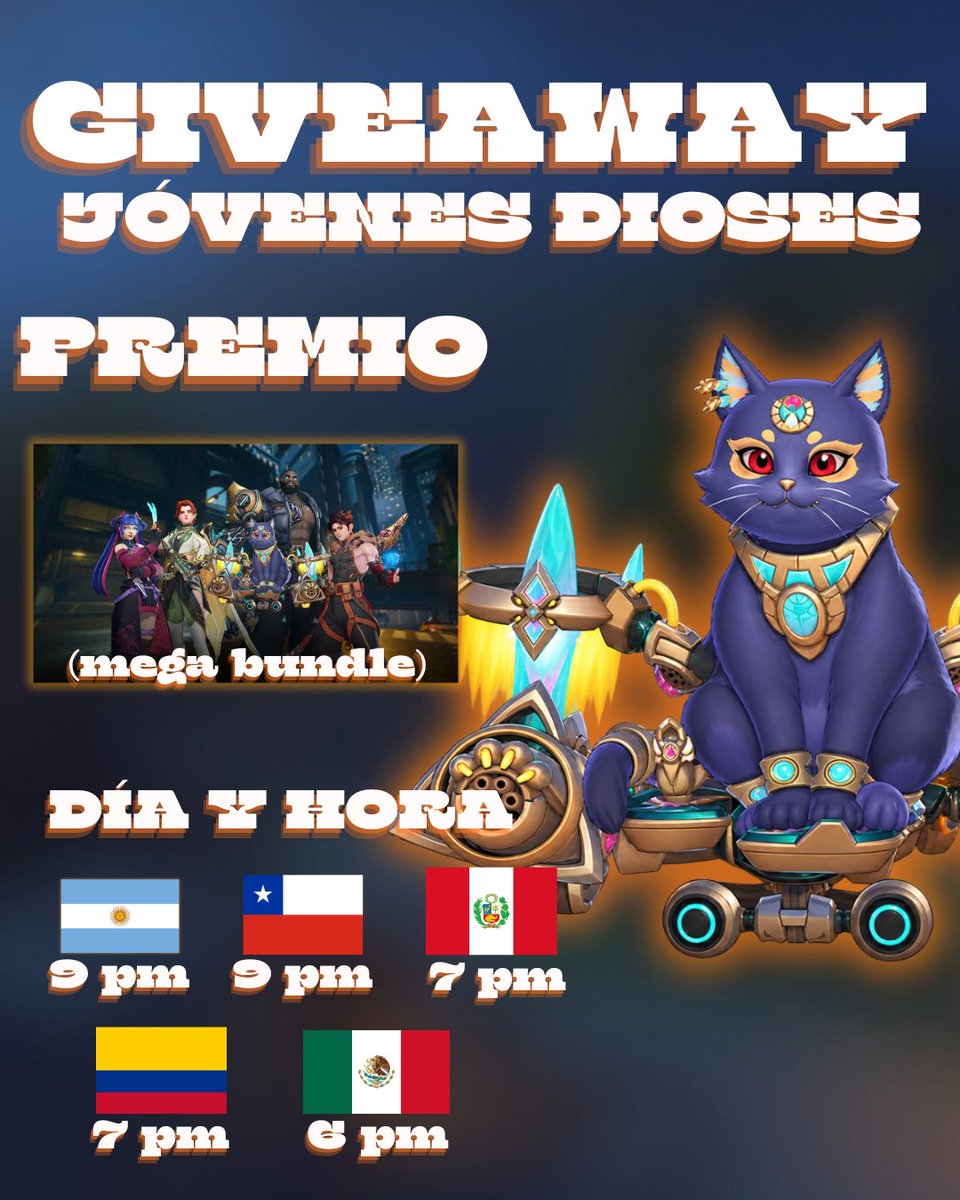 andro_rk's tweet photo. GIVEAWAY - JÓVENES DIOSES - GRACIAS A @PlayOverwatch 

REQUISITOS:
 -Seguirme en Twitch, Instagram y X https://t.co/rIELiPOBmq   
-Dar RT a este Tweet
 -Estar en el stream el dia del sorteo!
   
 FECHA: 
 -Domingo 4/10  - 6pm hora MX
#OverwatchLATAM #OWLATAMJovenesDiosesGiveaway https://t.co/05s0Bzx1mN
