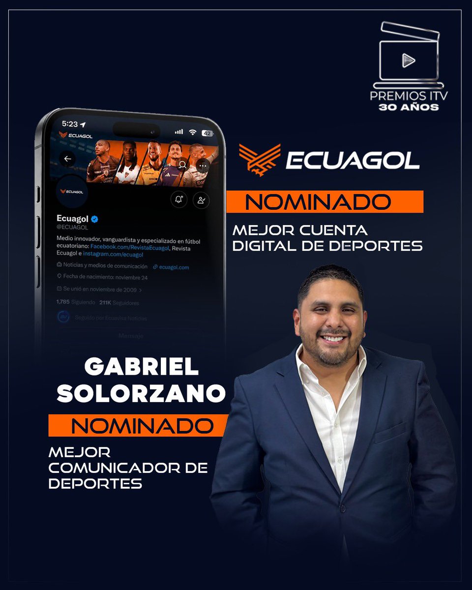 ECUAGOL's tweet photo. 👏🧡 ESTAMOS NOMINADOS 🥹🫶

Nuestra periodista Allisson Mendoza (@allimendozap ) está nominada como Mejor Comunicadora de Deportes

Nuestros periodistas Gabriel Solórzano (@GaboSolorzanoEc) y Sergio Basantes (@sbasantes92) en la categoría Mejor Comunciador de Deportes

Y nuestra cuenta @ECUAGOL como Mejor Cuenta Digital de Deportes 

🗳️ Te dejamos el link donde puedes votar por nosotros 🫶 https://t.co/XSZYST8fWJ

🥹 Agradecemos desde ya a cada uno de ustedes por su confianza y esta nominación 👏🧡