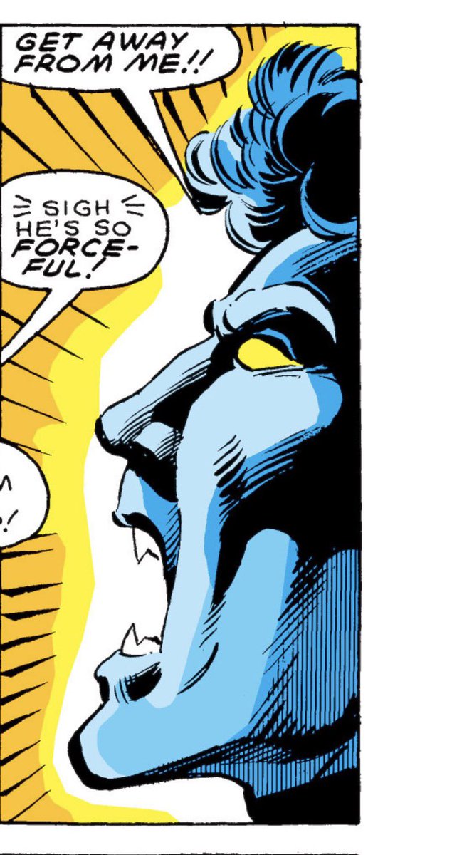 Azzytheazalea's tweet photo. The Nightcrawler 1985 comics get a bit weird in the last issue. 
My guess? That good 1980s cocaine. 
#Nightcrawler #xmen https://t.co/xjN4zBfCDx